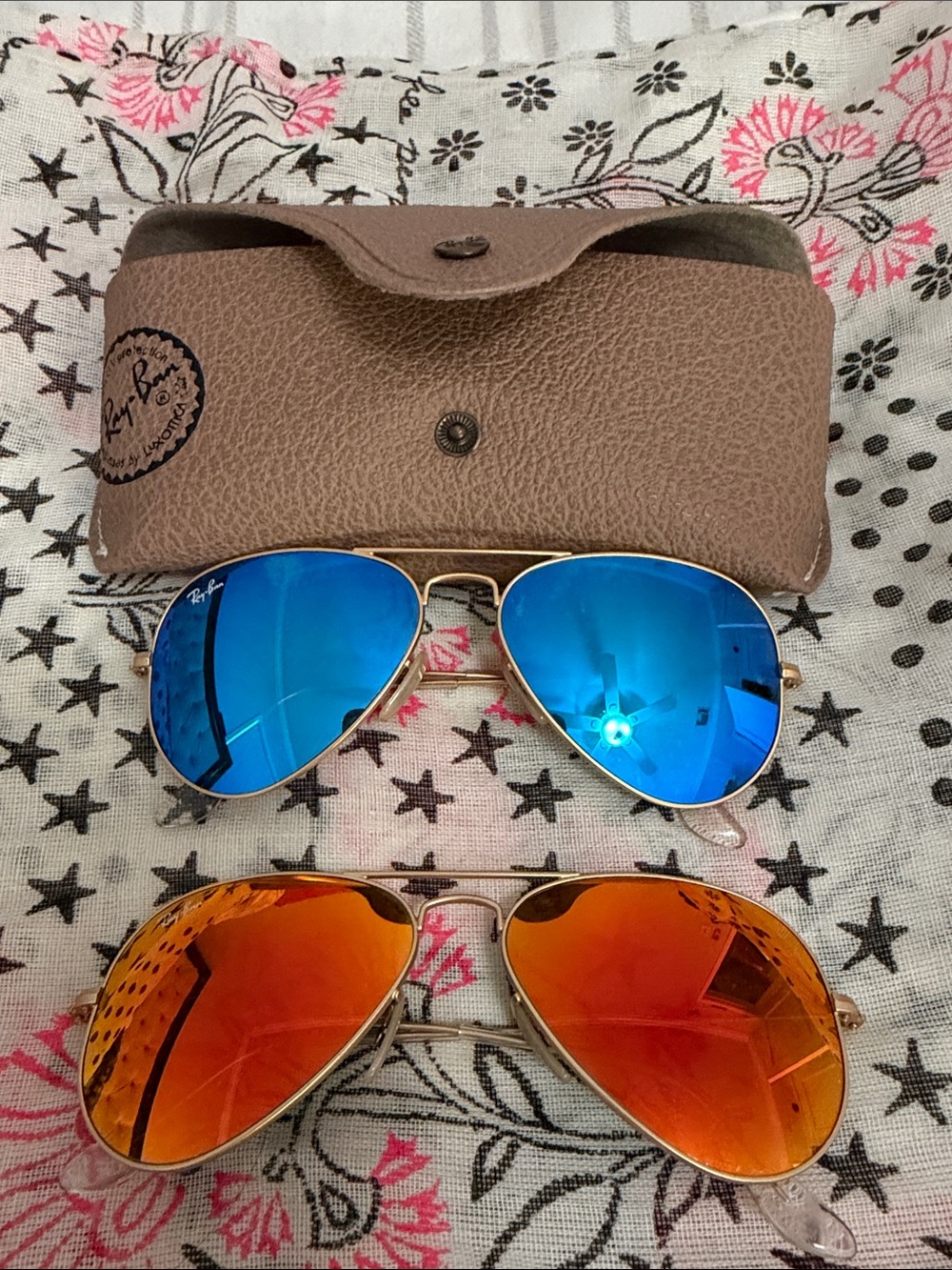 Ray-Ban Men’s Aviator Sunglasses in Blue & Orange Mirrored Lenses